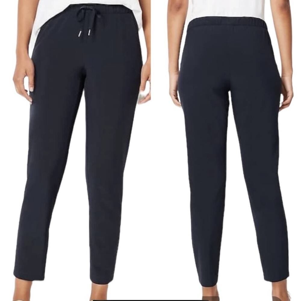 EUC J.Jill NAVY Drawstring Slit Side Ankle Lounge Pants Women's Size Small